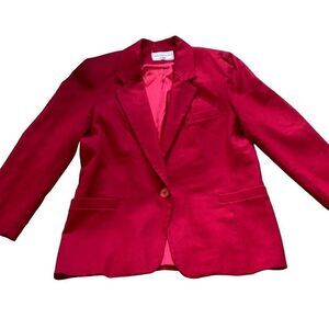 VTG Kristen Blake 100% Wool Blazer Red MCM Small